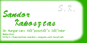 sandor kaposztas business card